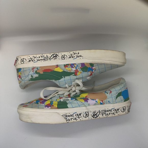 Vans Era X Save Our Planet World Map Men Sz 6 Women 7.5 Skate Shoe Sneaker READ - Picture 3 of 6